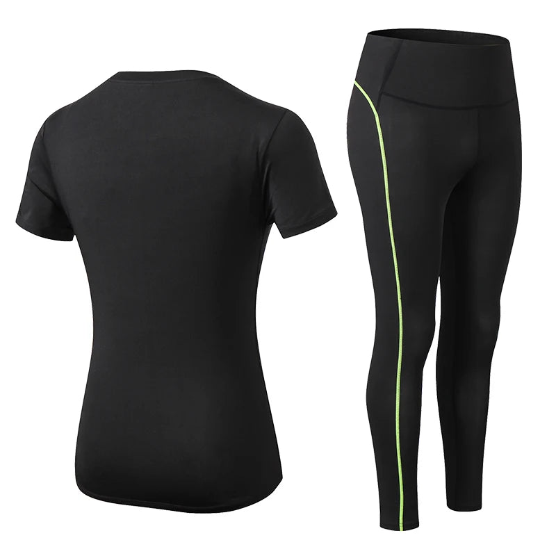 Quick Dry 2 Piece Female Short-sleeved long Pants Outdoor Sportswear