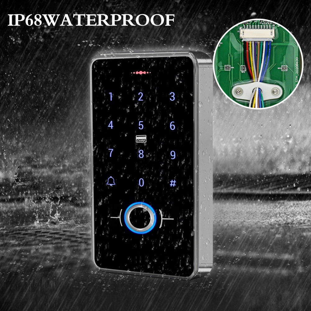 IP68 Waterproof Door Access Control System Biometrics RFID Keypad + Power Supply + 180KG Electric Magnetic Strike Locks for Home