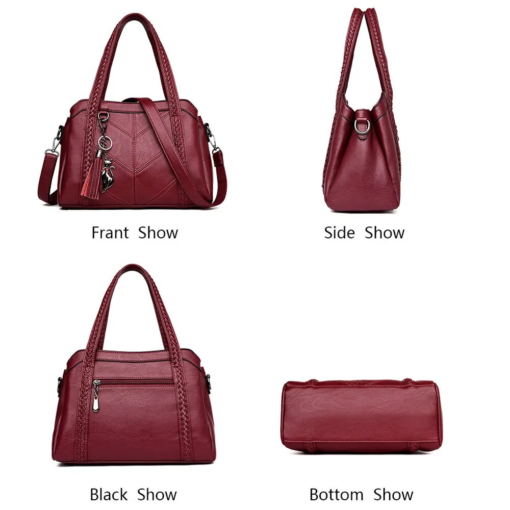 Women Leather Luxury Handbags Fashion Tassel Tote Bags Designer Ladies Hand Bag Crossbody Bags For Women Shoulder Bag Sac A Main