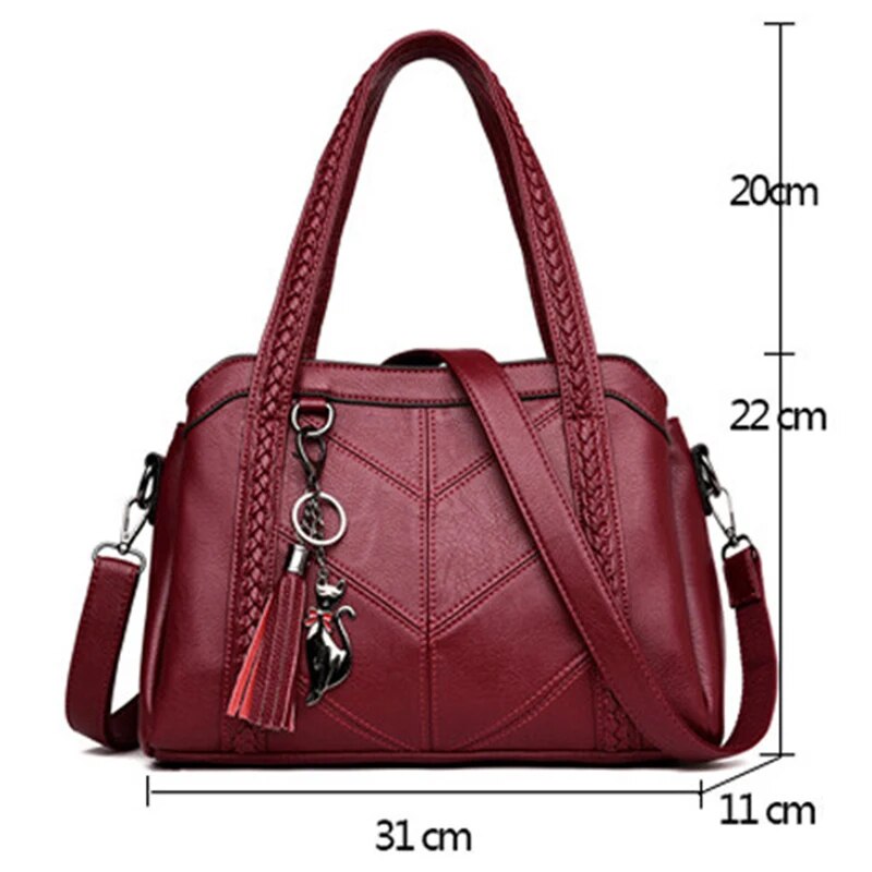 Women Leather Luxury Handbags Fashion Tassel Tote Bags Designer Ladies Hand Bag Crossbody Bags For Women Shoulder Bag Sac A Main