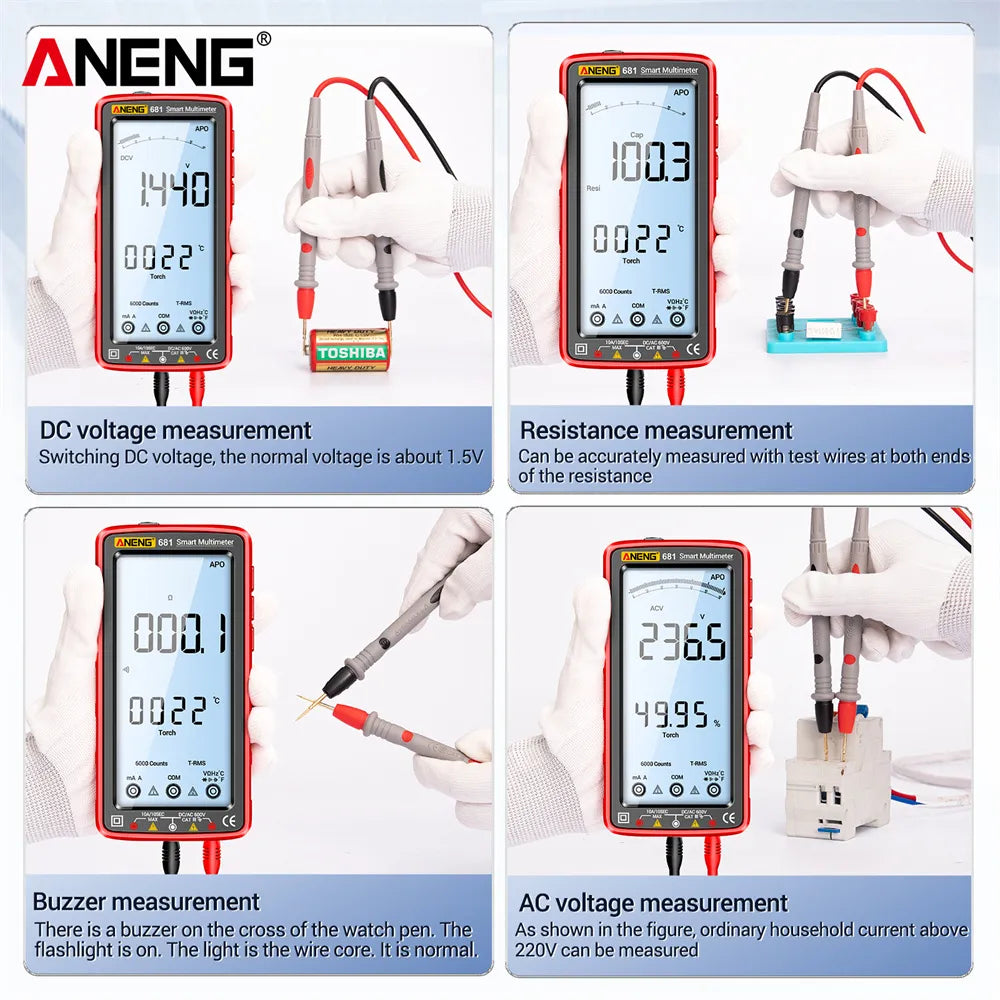 ANENG 681 Rechargeable Digital Professional Multimeter LCD Screen