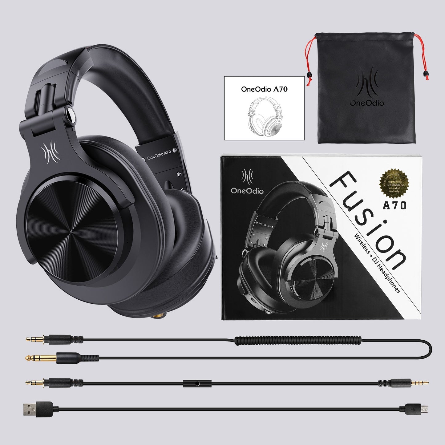 Oneodio A70 Fusion Wired + Wireless Bluetooth 5.2 Headphones For Phone With Mic Over Ear Studio DJ Headphone Recording Headset