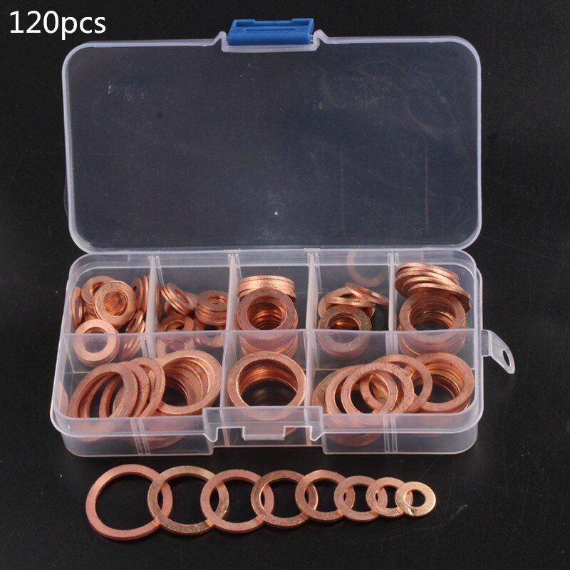 Copper Sealing Solid Gasket Washer Sump Plug Oil For Boat Crush Flat Seal Ring Tool Hardware M5/M6/M8/M10/M12/M14 Pack