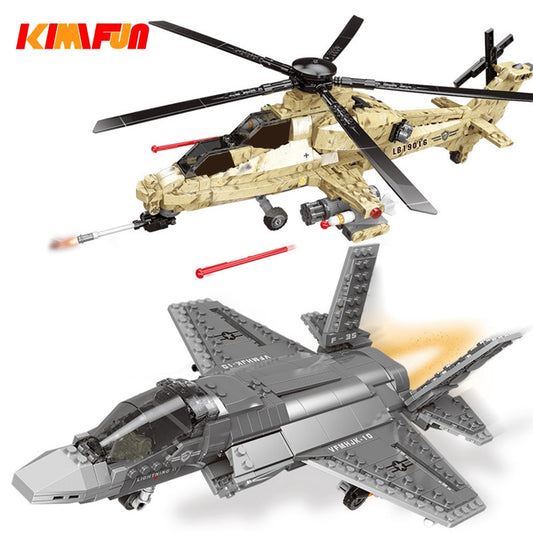 KIMIFUN 600pcs+ F35 Fighter Assemble Airplane Model Bricks Toys Building block Tool Sets Combat Aircraft Compatible with Blocks