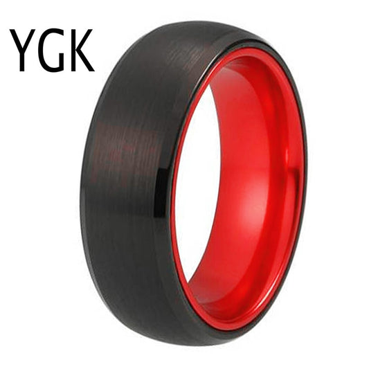 Classic Wedding Rings For Women Men&#39;s Tungsten Ring Black Tungsten with Red Aluminum Engagement Ring Free Engraving Ring