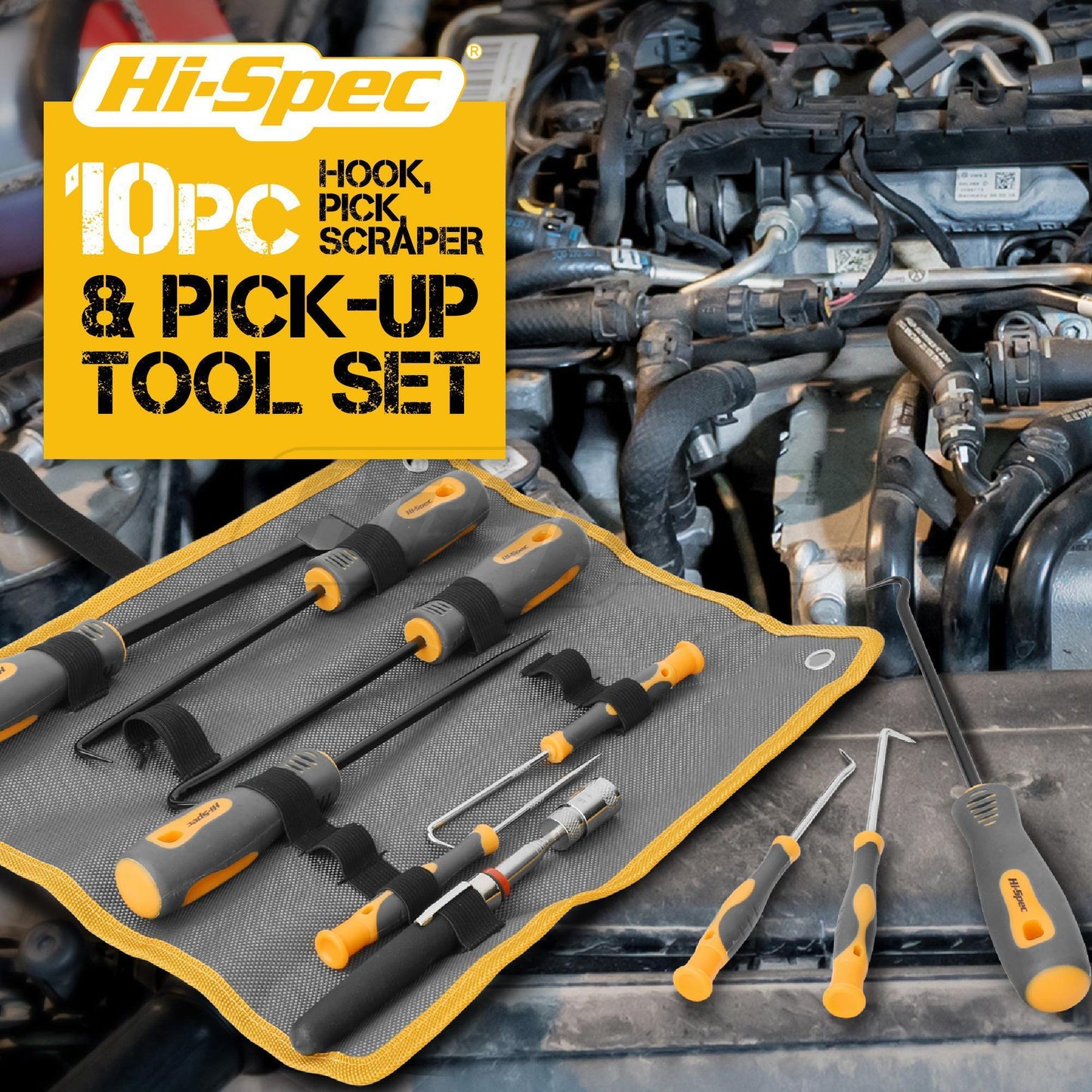 Hi-Spec 10pcs/ Set Car Hook and Pick Set, Hose Removal Hook Set, Auto Remover Tool Set Automotive O Ring Oil Seal Gasket Puller