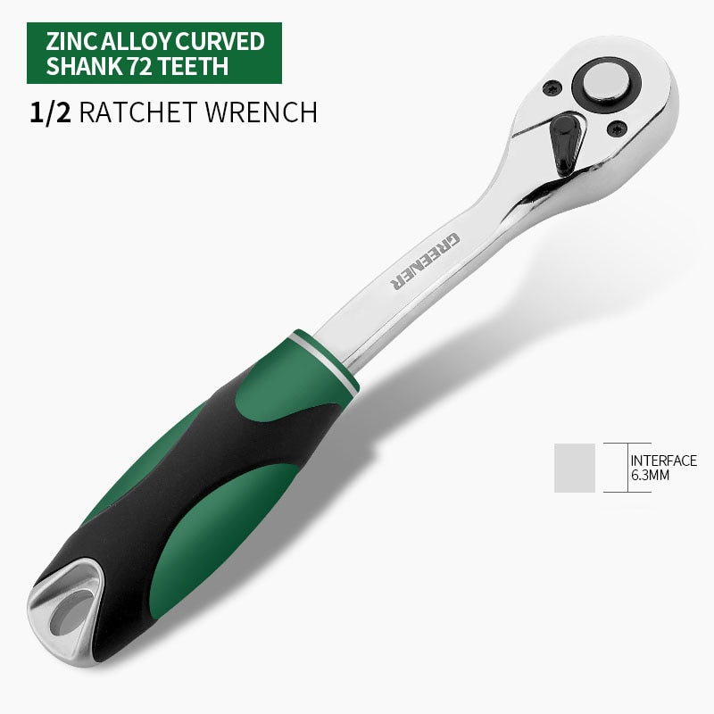 GREENER 1/2&quot;Ratchet Wrench 1/4&quot; 3/8&quot; Torque Wrenches Repair Tools For Vehicle Bicycle Bike Socket Kit Fast Power Tool Set