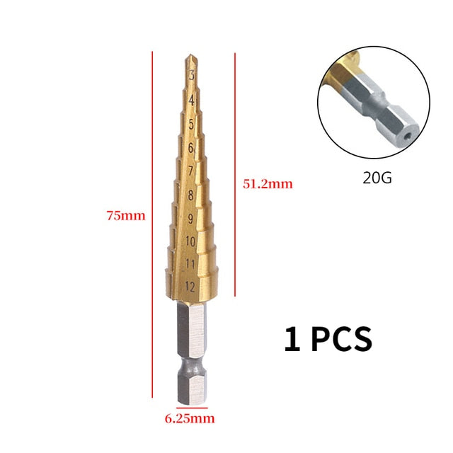 SURSIP 1/3pcs HSS Titanium Drill Bit 3-12 4-12 4-20 Drilling Power Tools Metal High Speed Steel Drill Bit Set