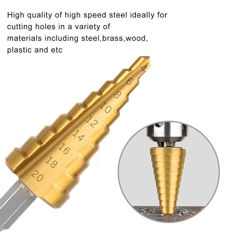 SURSIP 1/3pcs HSS Titanium Drill Bit 3-12 4-12 4-20 Drilling Power Tools Metal High Speed Steel Drill Bit Set