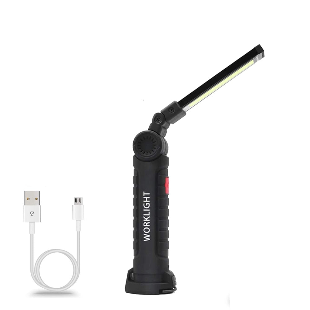 Portable Flashlight COB LED Magnetic Lanterna USB Rechargeable Work Light Hanging Lamp with Built-in Battery Camping Torch